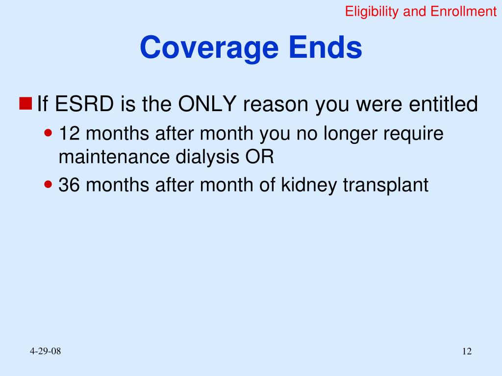 PPT Medicare for People with EndStage Renal Disease or a Disability