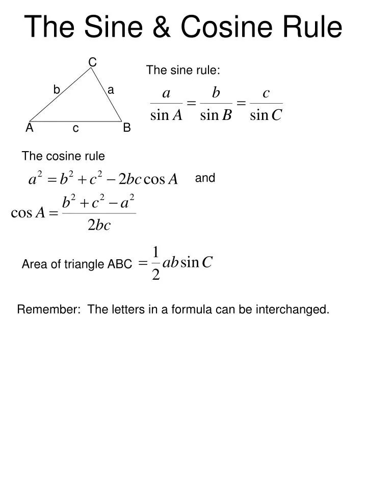 PPT The Sine & Cosine Rule PowerPoint Presentation, free