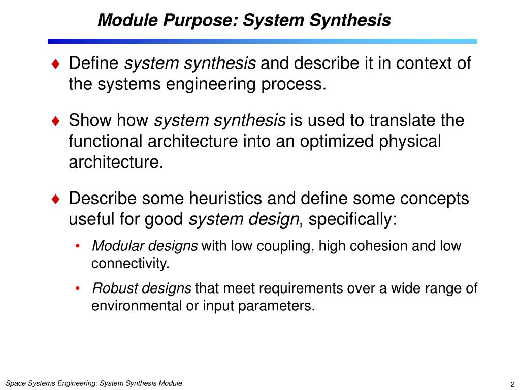 PPT System Synthesis Module Space Systems Engineering, version 1.0