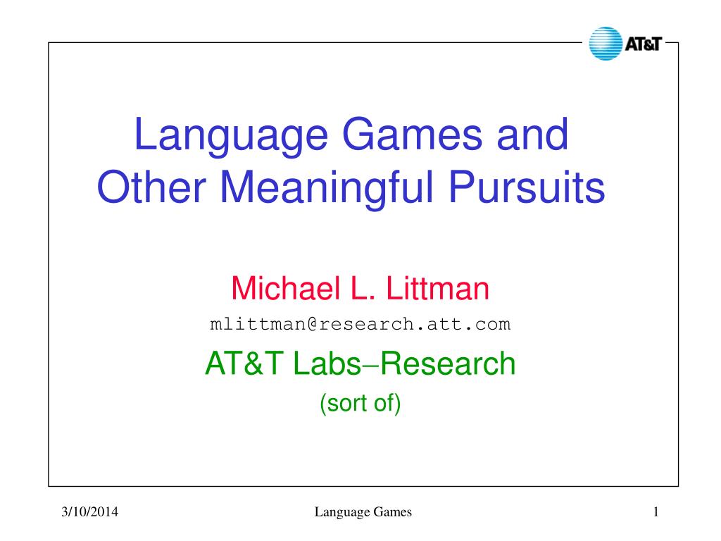 PPT Language Games and Other Meaningful Pursuits PowerPoint