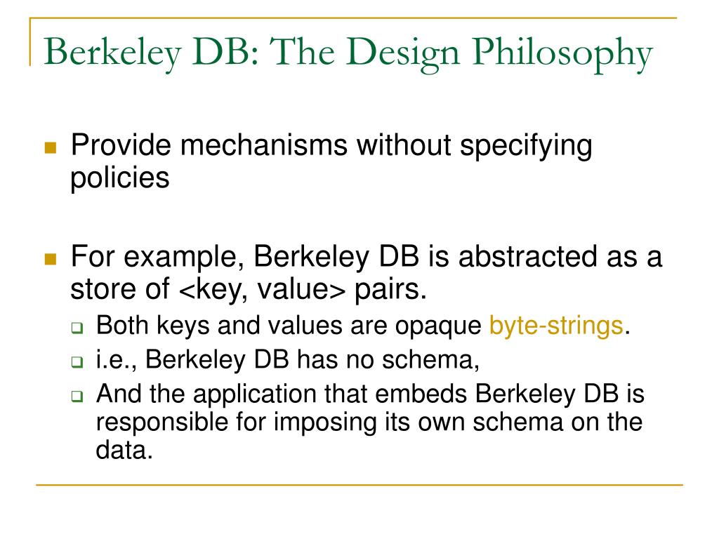 PPT CStore An Introduction to Berkeley DB PowerPoint Presentation