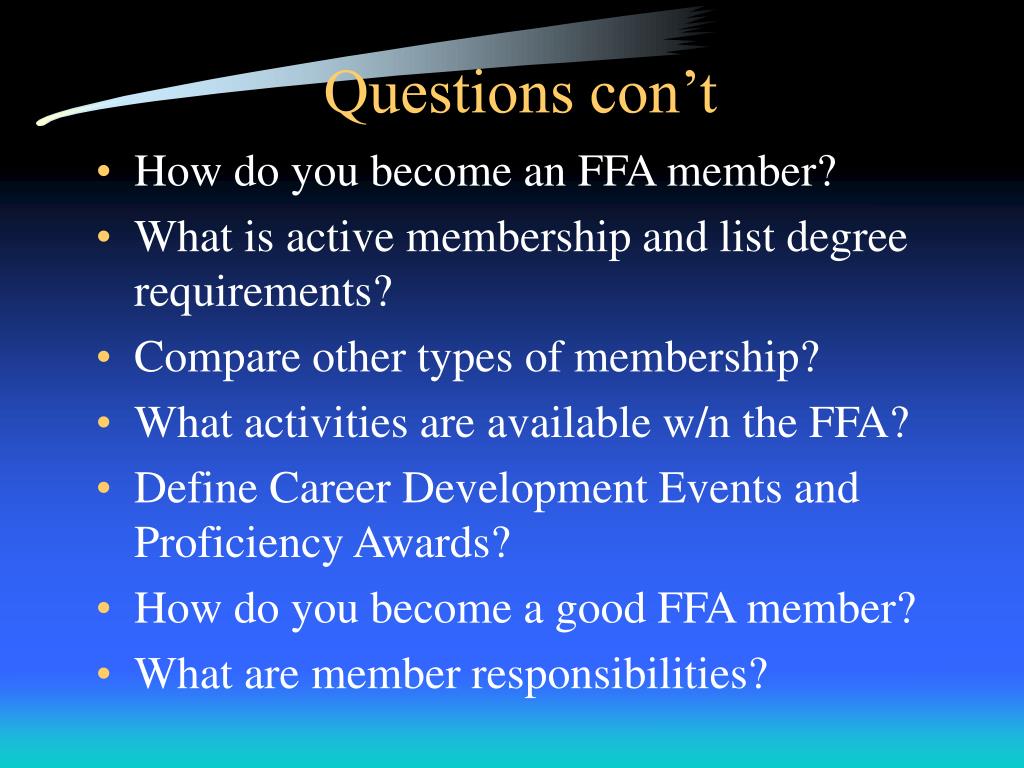 FFA Questions and Answers YouTube