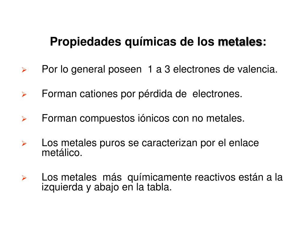 Propiedades FÃ­sicas Y QuÃ­micas De Los Metales Y No Metales arlekina