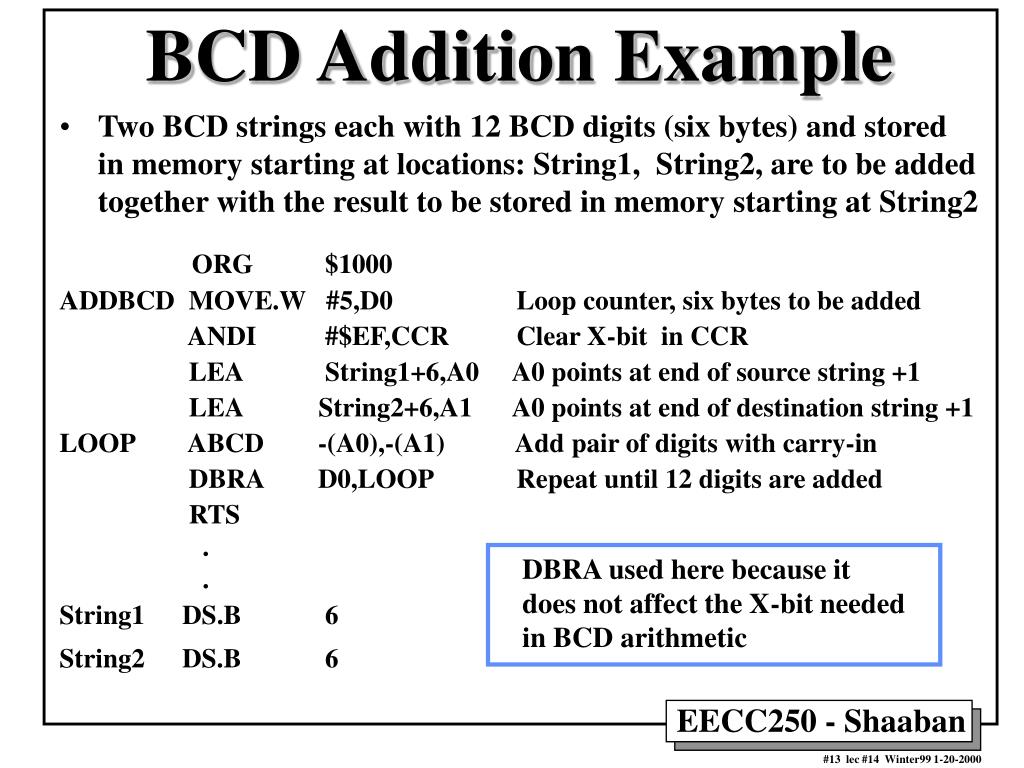 PPT 68000 Binary Coded Decimal (BCD) Arithmetic PowerPoint Presentation ID931649