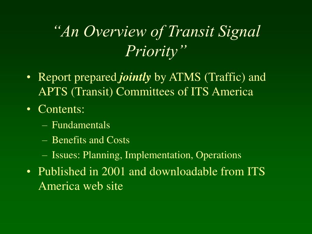 PPT Transit Signal Priority (TSP) Deployment Issues and R&D Needs as