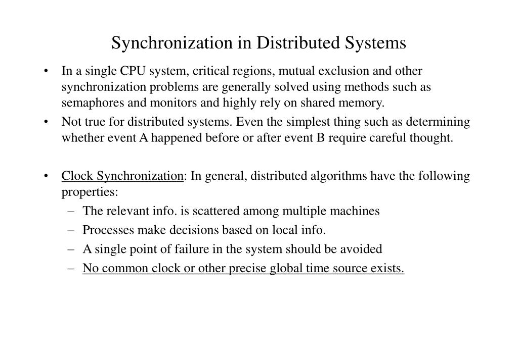 PPT Synchronization in Distributed Systems PowerPoint Presentation