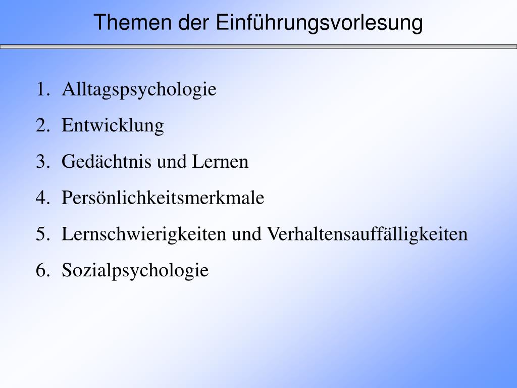 PPT Schwerpunkte der Pädagogischen Psychologie