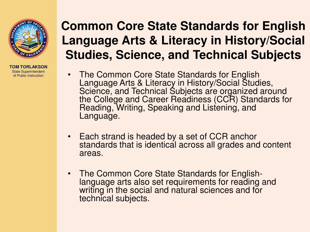 PPT - Common Core State Standards for English Language Arts & Literacy
