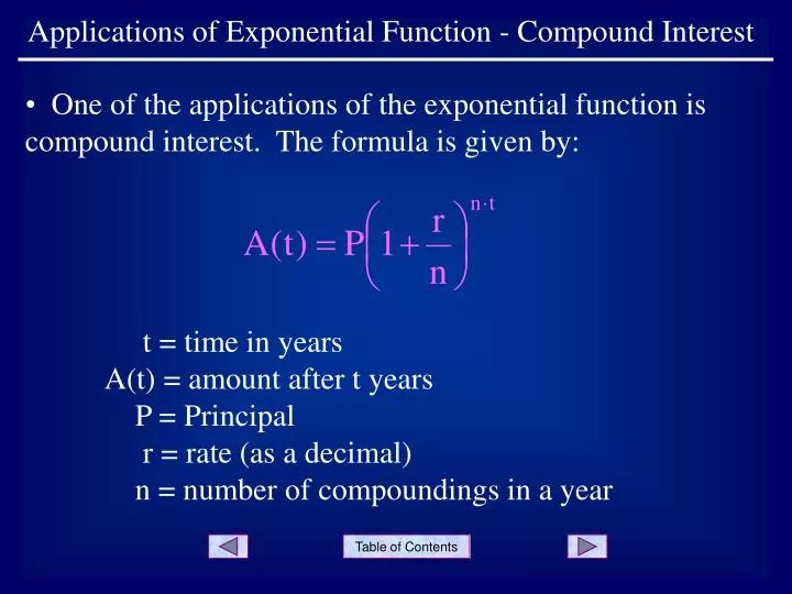 PPT Applications of Exponential Function Compound Interest PowerPoint Presentation ID952849
