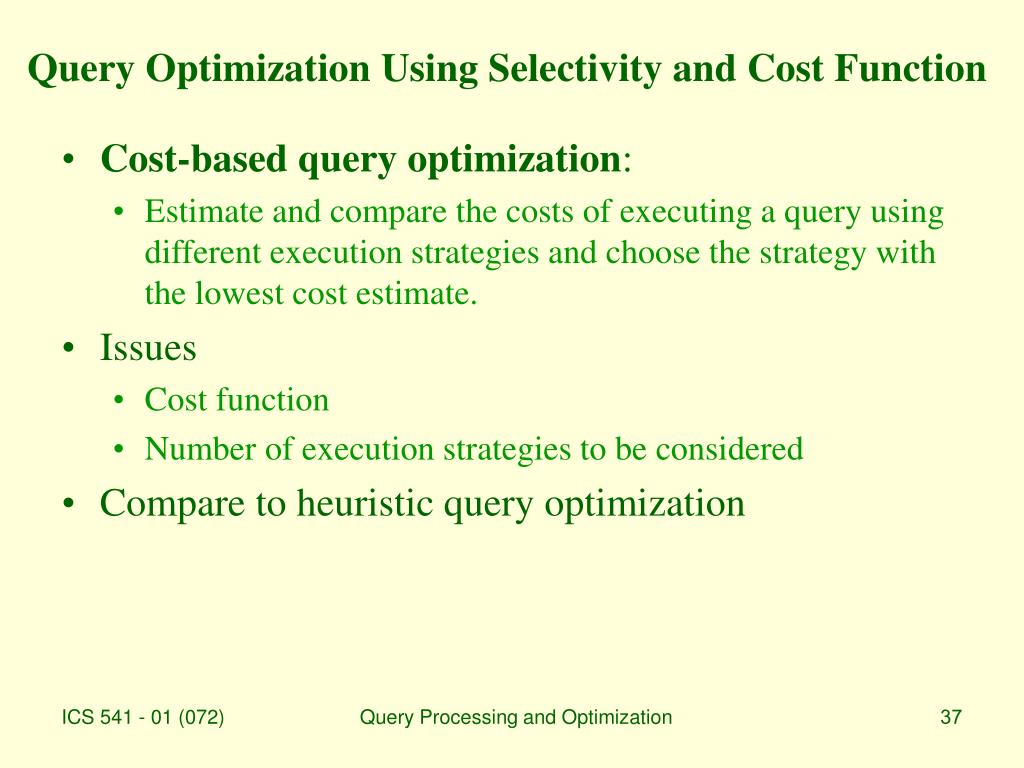 PPT Query Processing and Optimization Dr. Muhammad Shafique