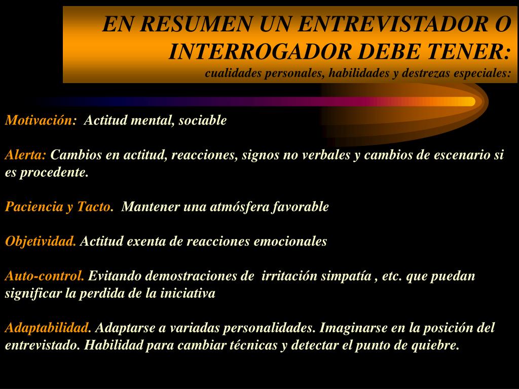 PPT TECNICAS DE ENTREVISTA E INTERROGATORIO PowerPoint Presentation