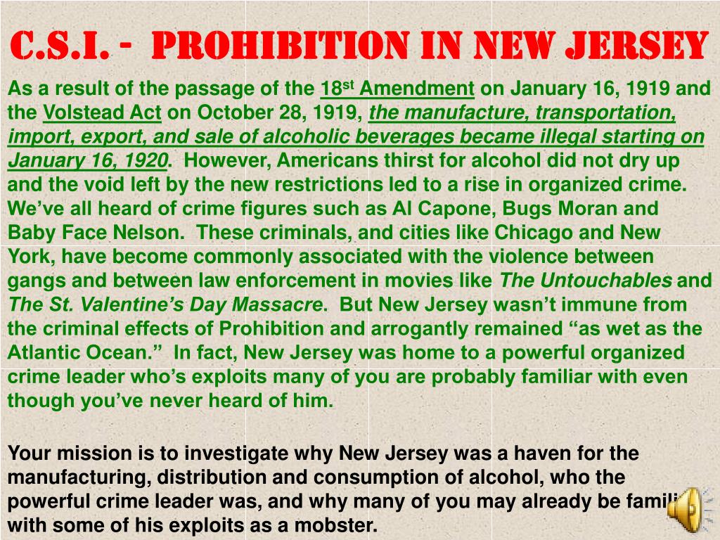 PPT C.S.I. Prohibition in New Jersey PowerPoint Presentation, free