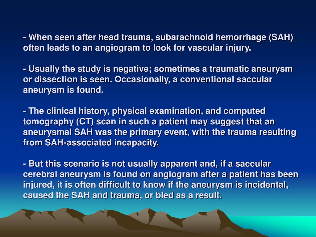 PPT Cerebral Saccular Aneurysm Rupture After Head Injury PowerPoint