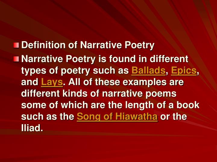Types Of Narrative Poetry
