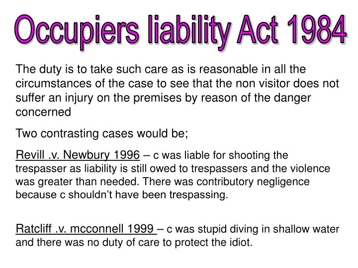 PPT Occupiers liability Act 1984 PowerPoint Presentation ID983854