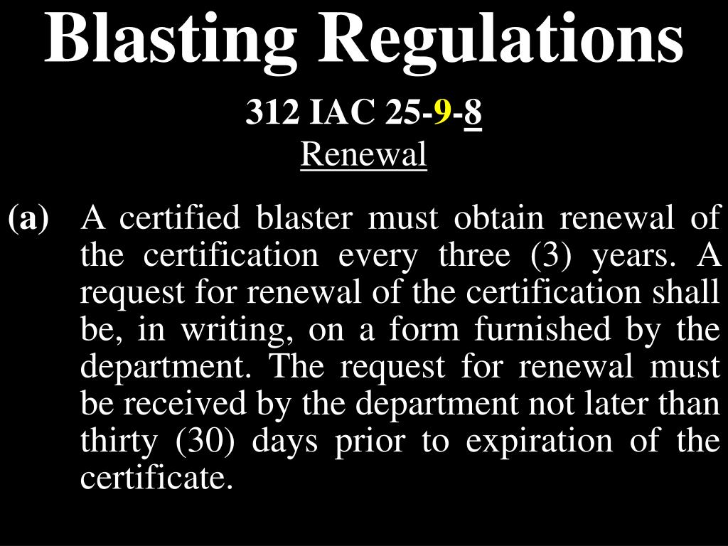 PPT Blasting Regulations Division of Reclamation Indiana Department of Natural Resources