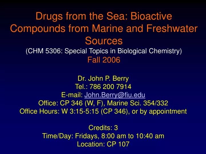 PPT Drugs from the Sea Bioactive Compounds from Marine and