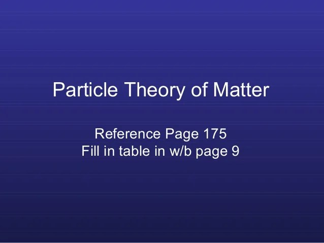 U1L2 Particle theory of matter