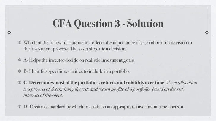 Chapter 5 CFA questions
