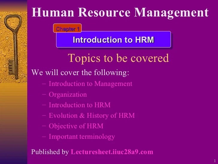 Chapter 1 Introduction to HRM