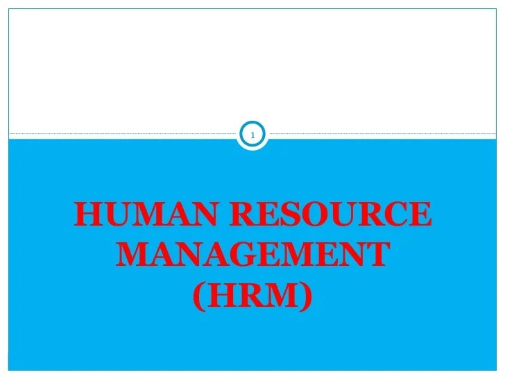 1. introduction to hrm