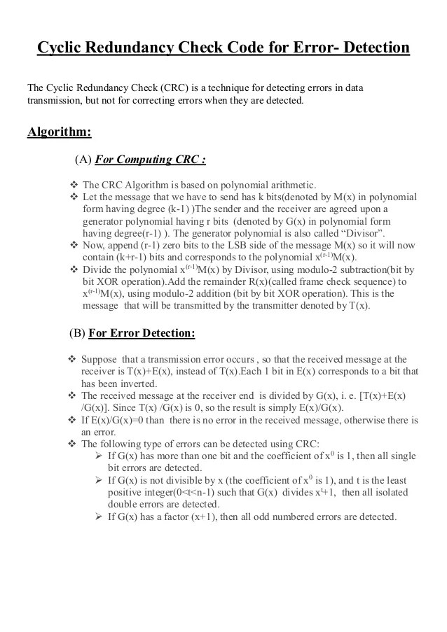 Error Detection Using Crc In Java