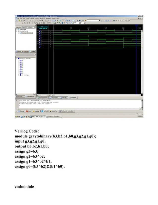 Code conversion using verilog code VHDL