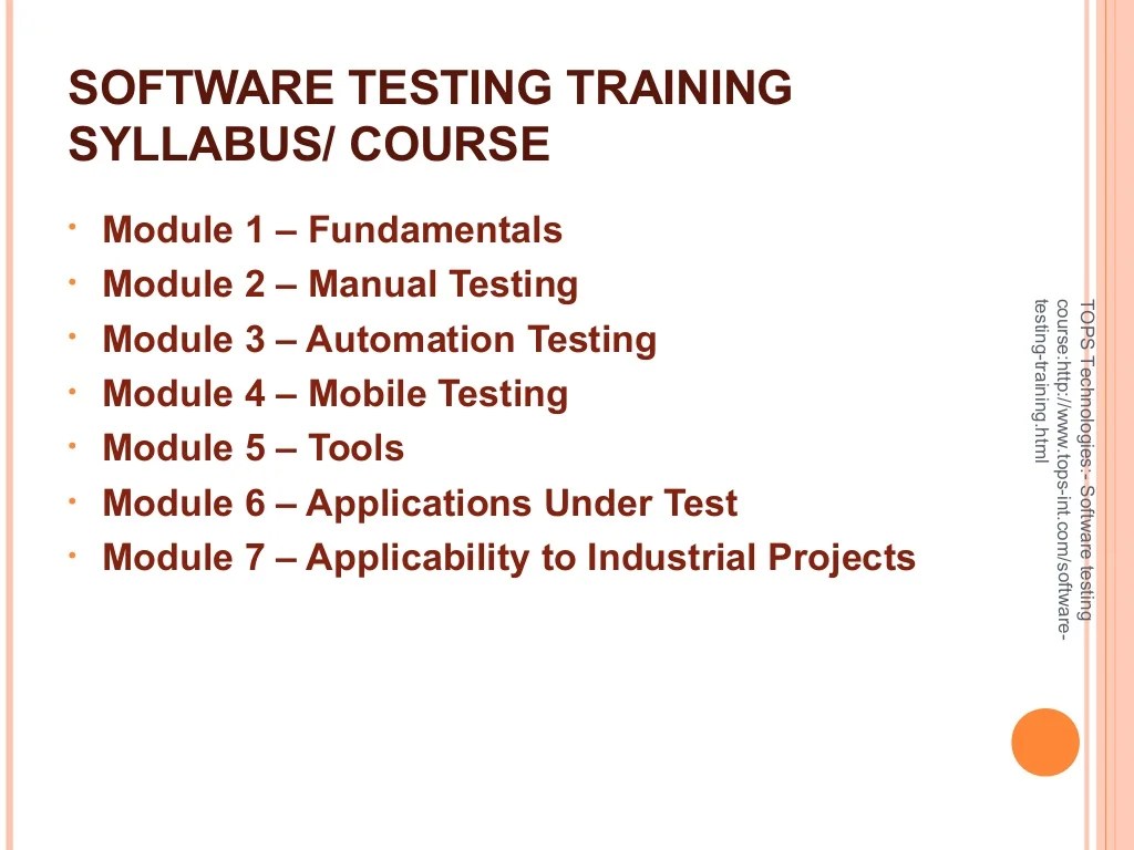 Software testing Training Syllabus Course