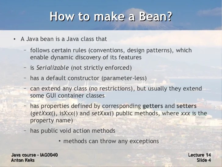 Java Course 14 Beans, Applets, GUI
