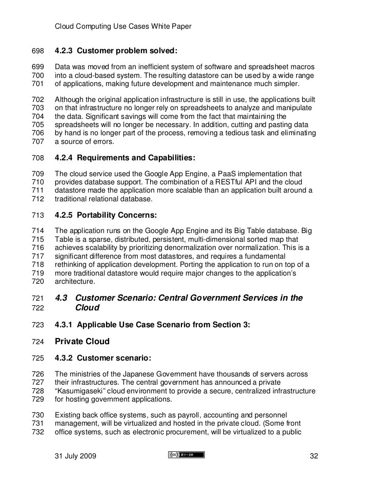 Cloud Computing Use Cases Whitepaper Cloud Computing Use Cases Whitepaper