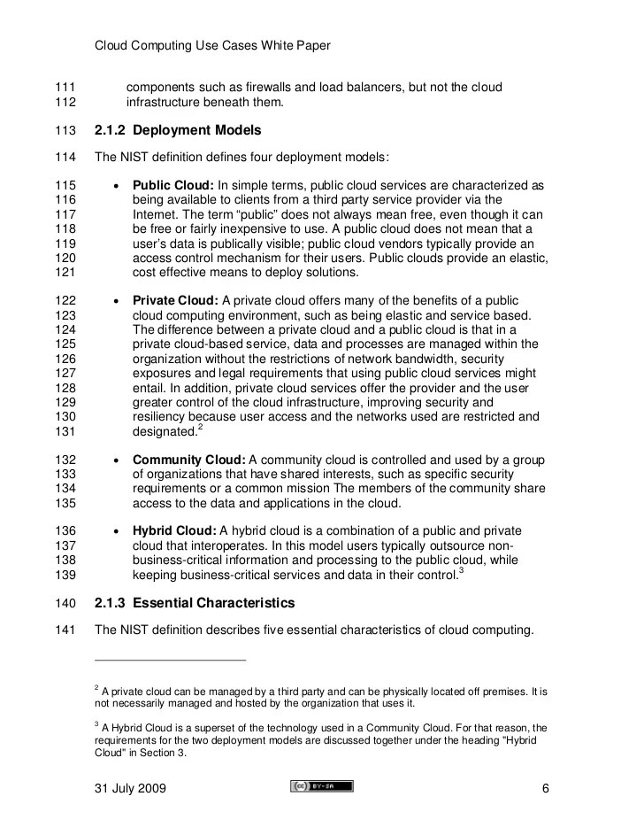 Cloud Computing Use Cases Whitepaper Cloud Computing Use Cases Whitepaper