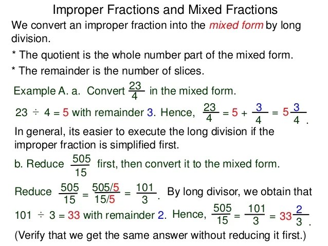 2.6 improper fractions and mixed numbers w