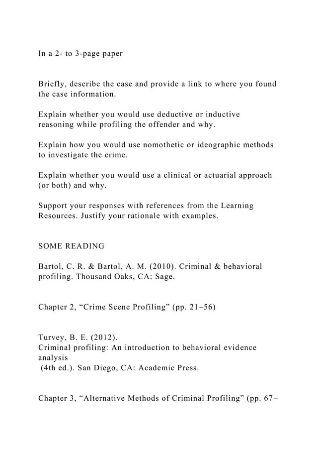 22AssignmentAssignment Criminal Profiling Methods in A.docx