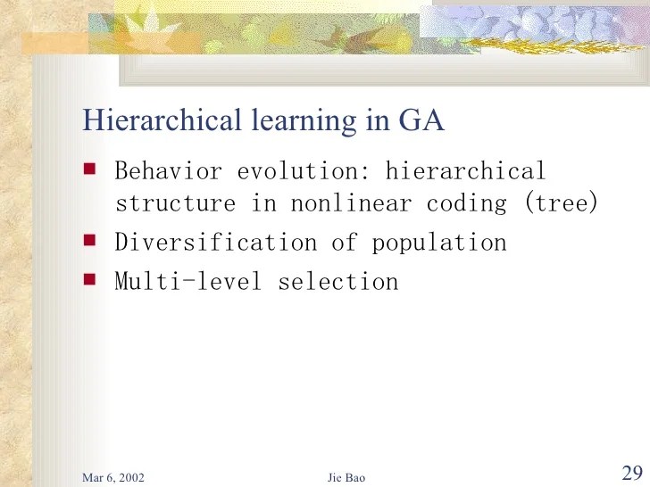 Hierarchical Learning in AI General Problem