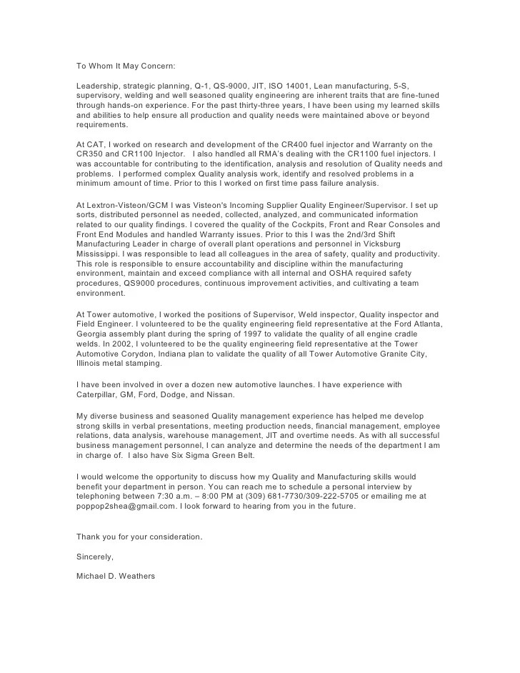 Cover Letter Supplier Quality Engineer Top Writers