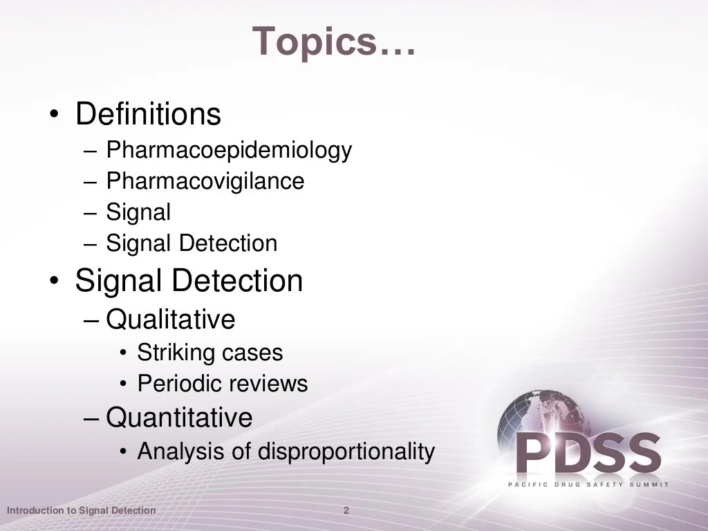 Introduction to Pharmacovigilance Signal Detection