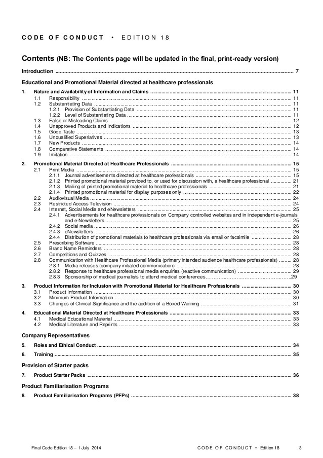 The Medicines Australia Code of Conduct