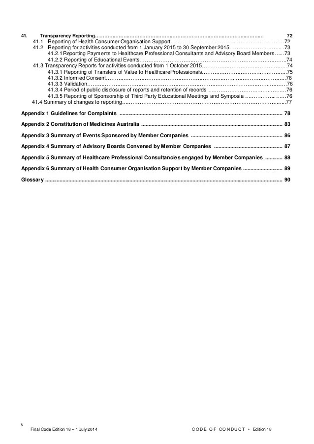 The Medicines Australia Code of Conduct