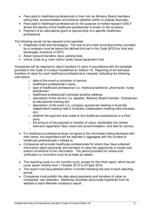 The Medicines Australia Code of Conduct Summary of the changes incl…