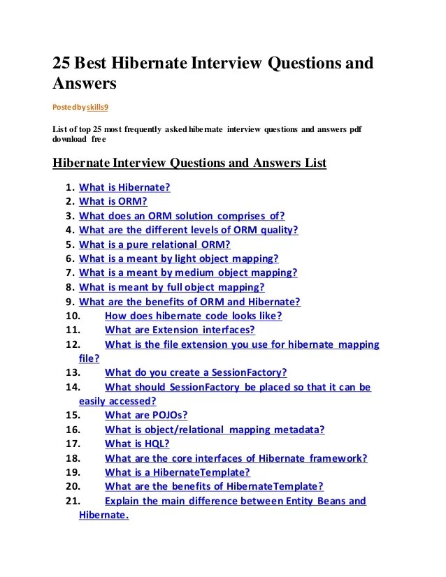 25 best hibernate interview questions and answers