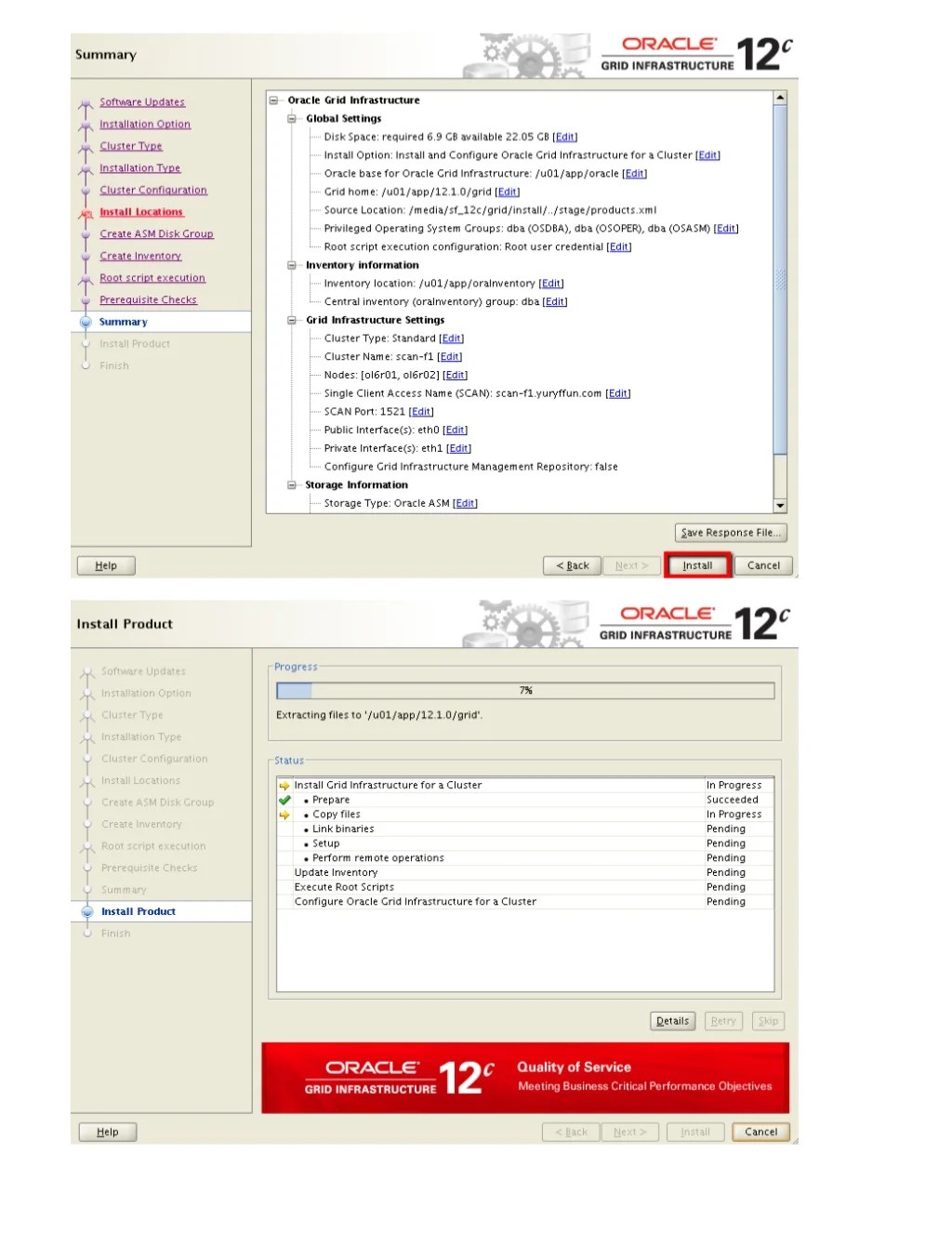 Information Technology Oracle 12c 2 Nodes sandbox RAC environment on