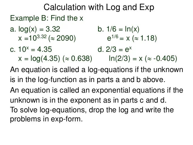 4.5 calculation with log and exp