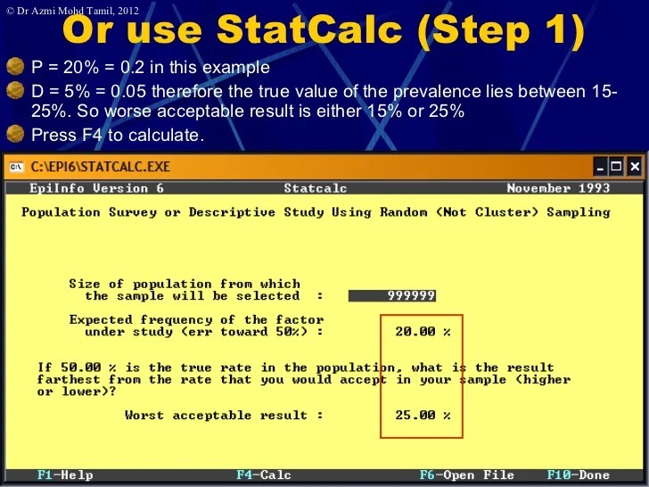 3. Calculate samplesize for prevalence studies