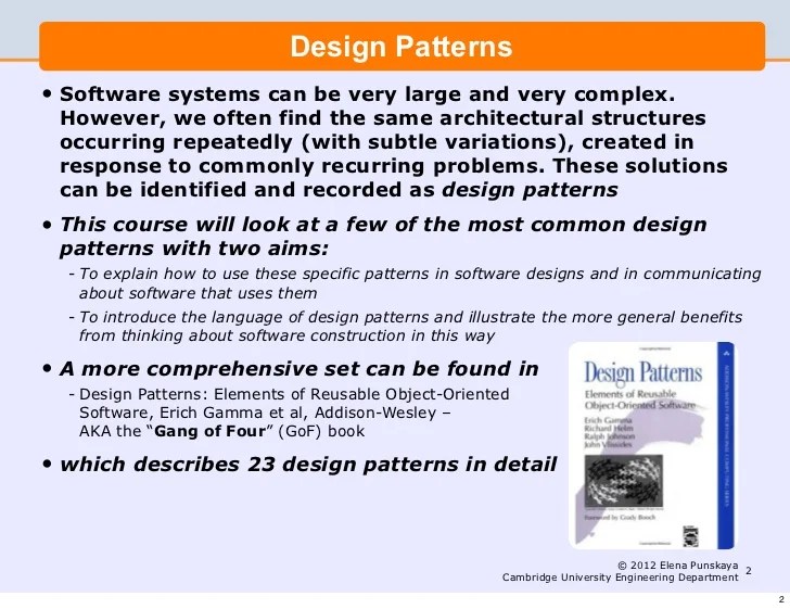 Lecture 5 Software Engineering and Design Design Patterns