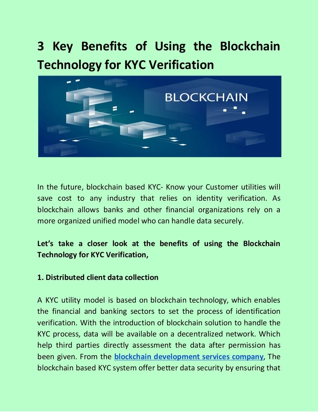 3 Key Benefits of Using the Blockchain Technology for KYC