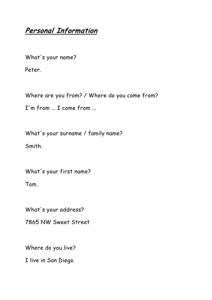 50 basic english questions answers