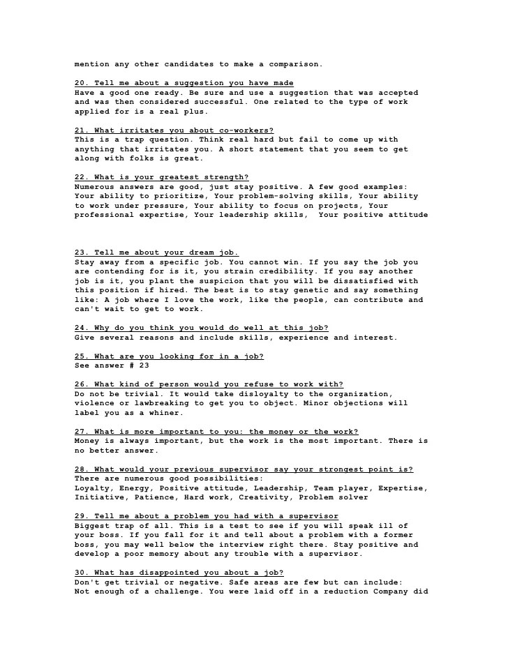 50 Common Interview Questions And Answers