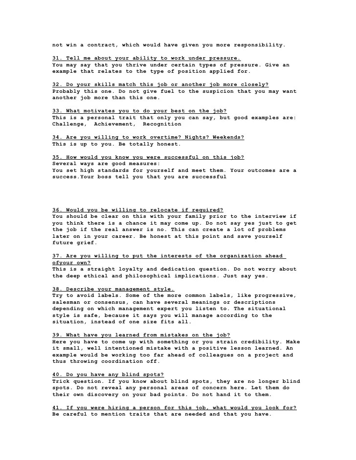 50 Common Interview Questions And Answers