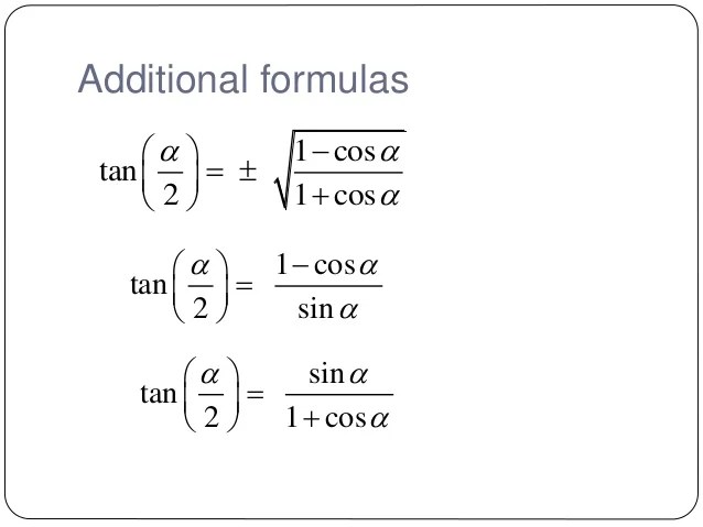 6.5.2 half angle formulas