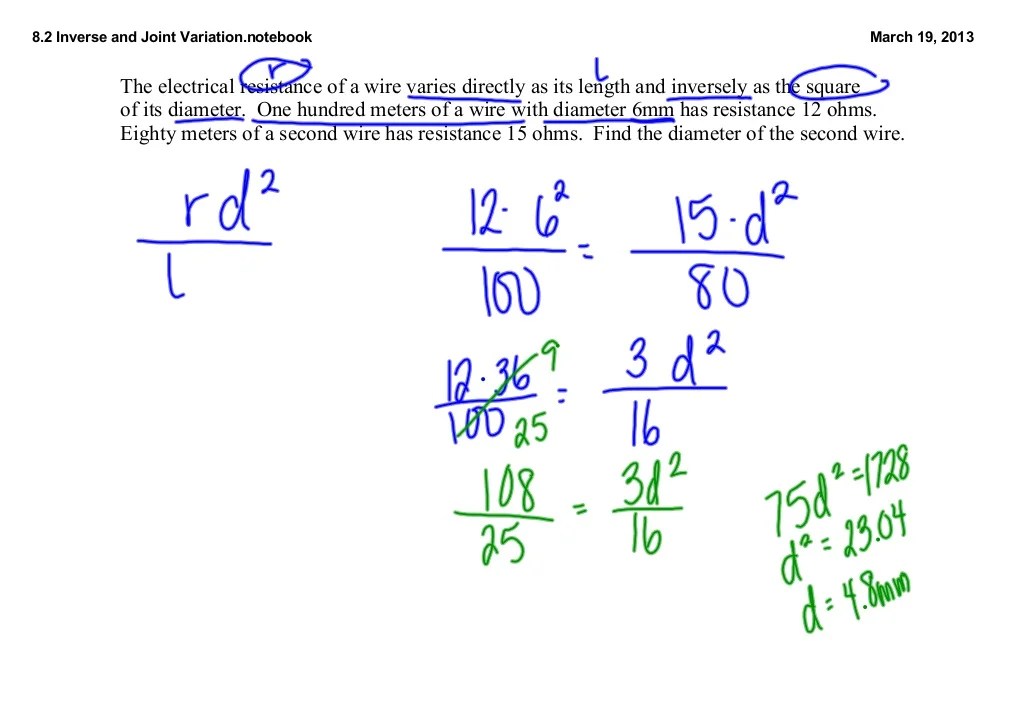 8.2 inverse and joint variation